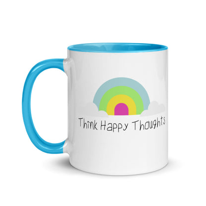 Think Happy Thoughts Rainbow Mug with Color Inside