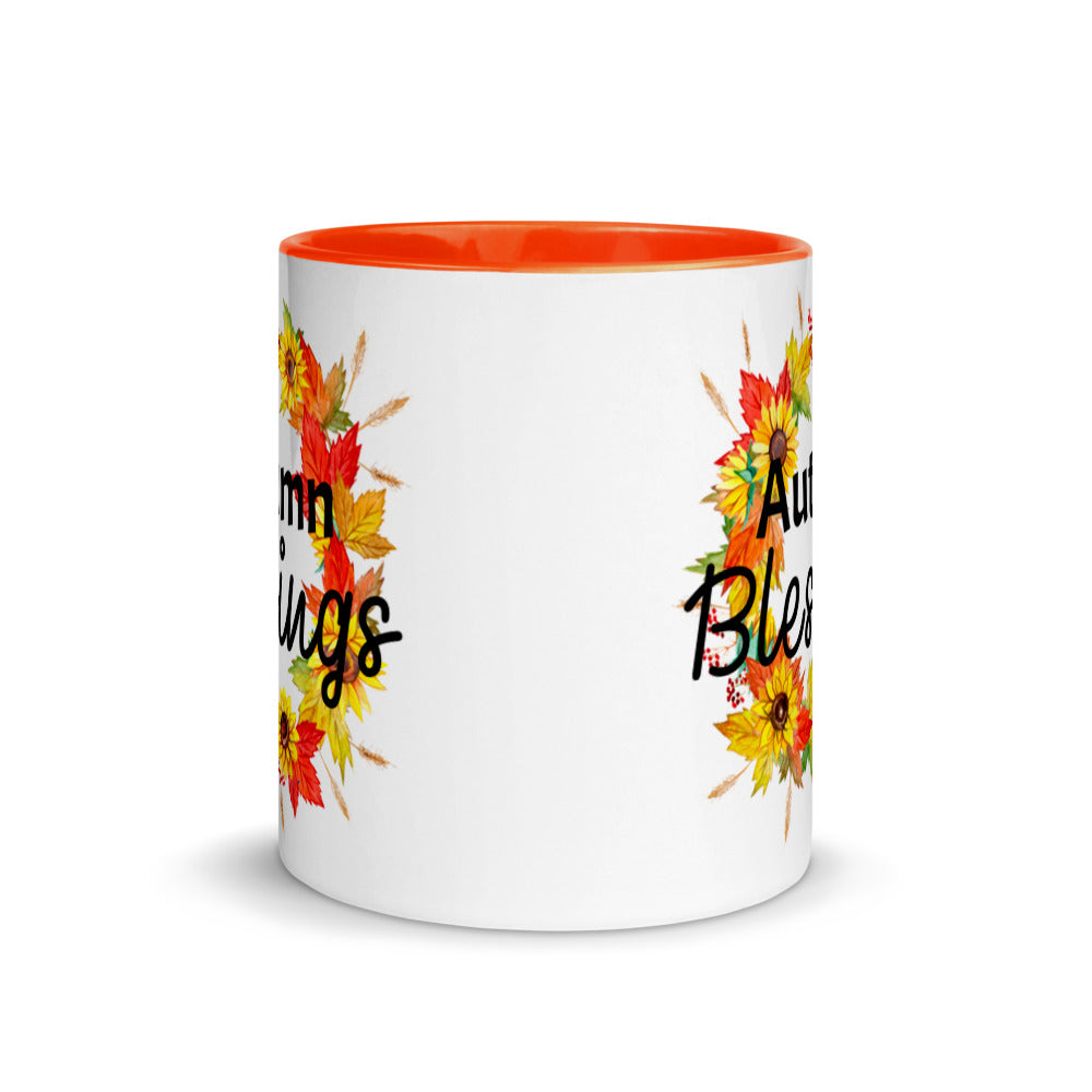 Autumn Blessings Wreath Ceramic Mug with Color Inside