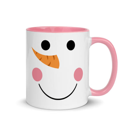 Blushing Snowman Ceramic Mug with Color Inside