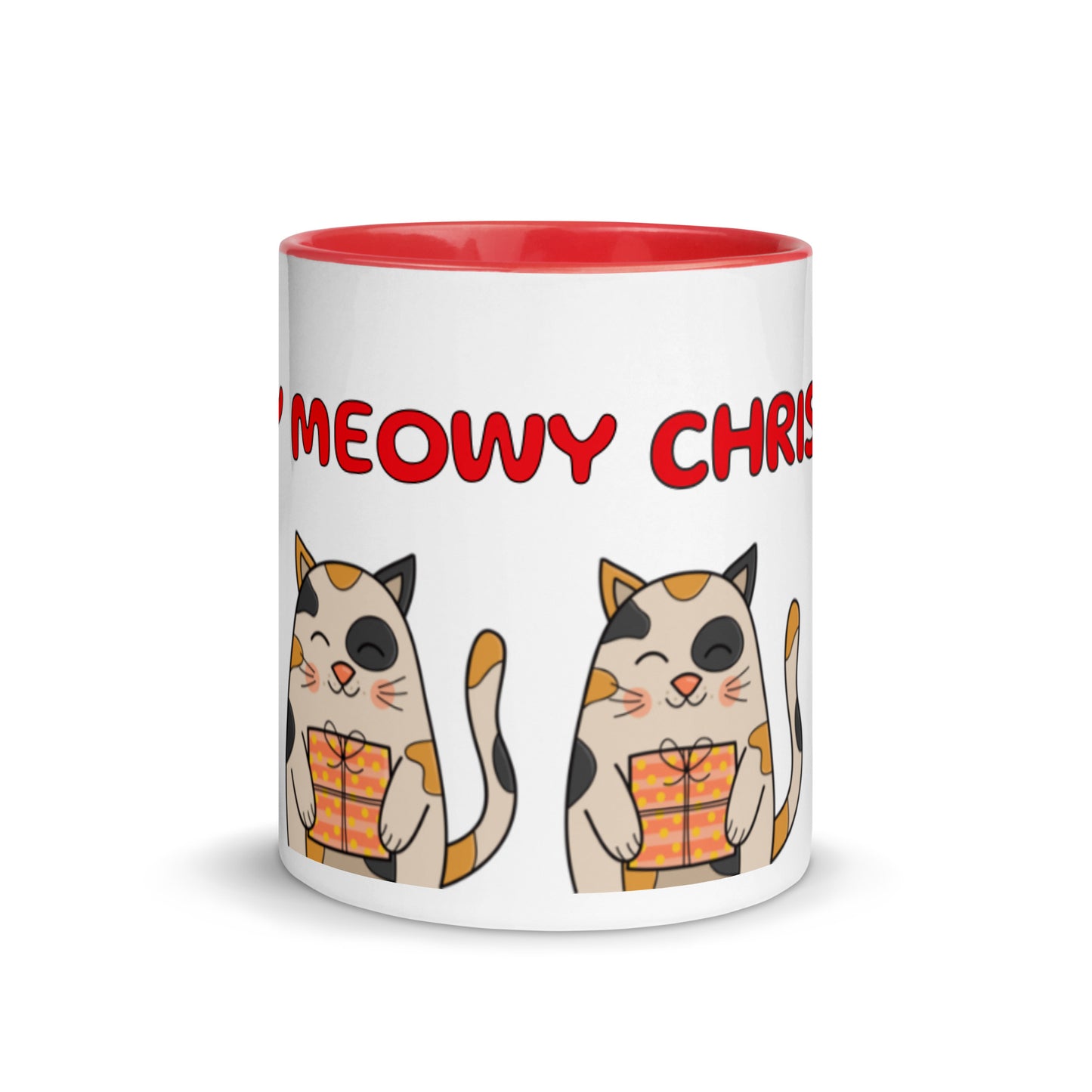 Meowy Meowy Christmas Mug with Color Inside