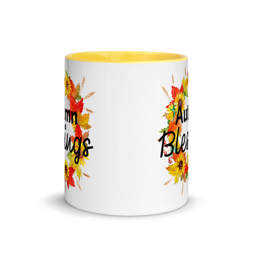 Autumn Blessings Wreath Ceramic Mug with Color Inside