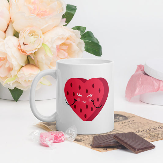 Cute Blushing Watermelon Heart Mug