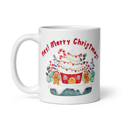 Hey! Merry Christmas! White Ceramic Mug