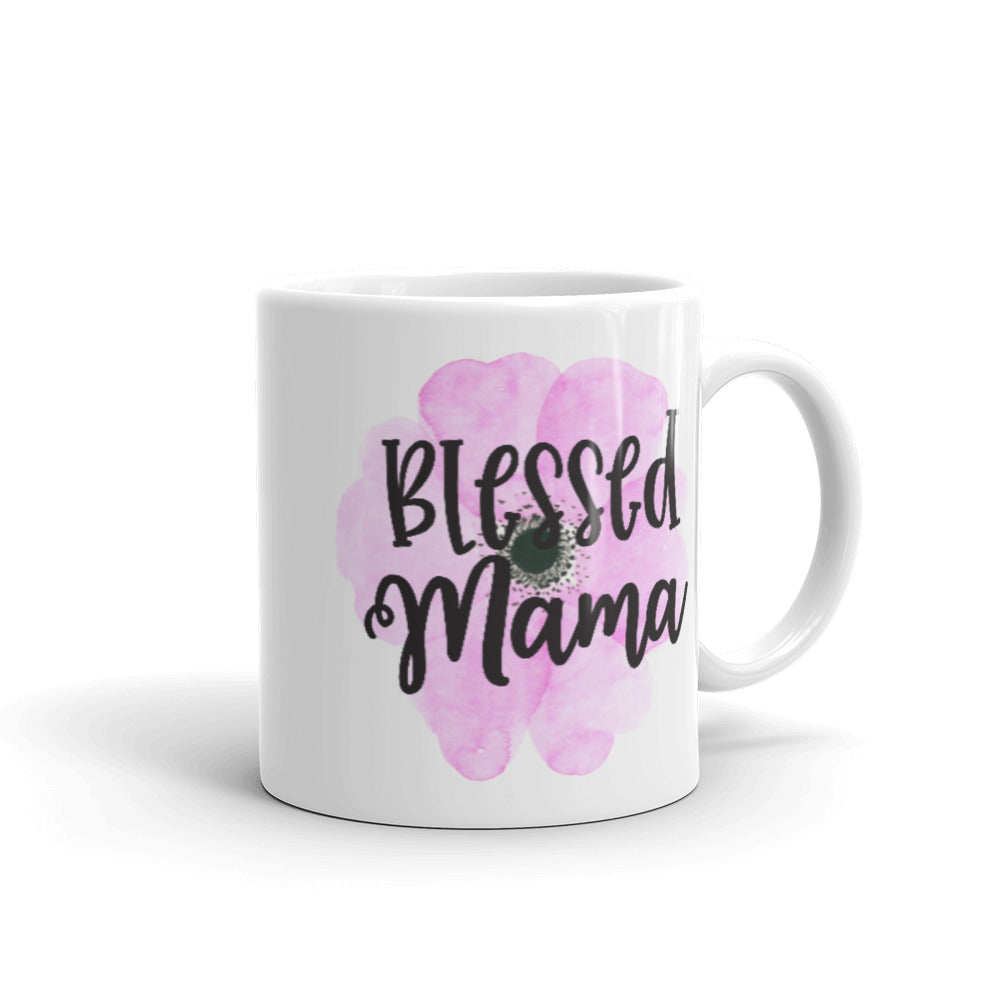 Blessed Mama White Glossy Mug, Mother's Day Mug