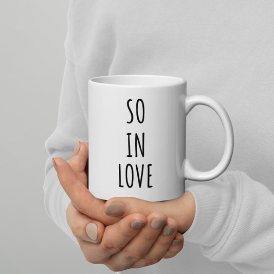 So In Love Holding Hands White Glossy Mug