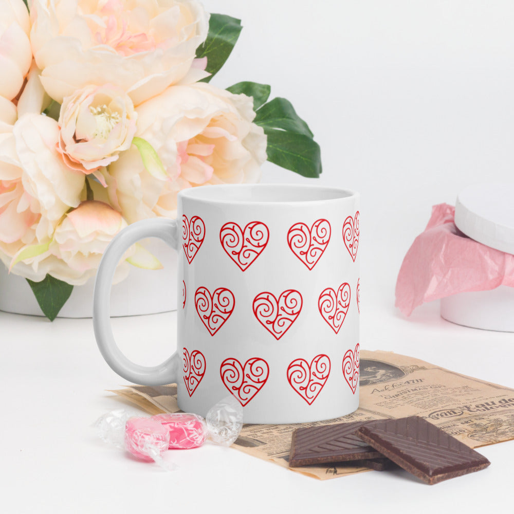 Fall In Love Vine Hearts Ceramic Mug