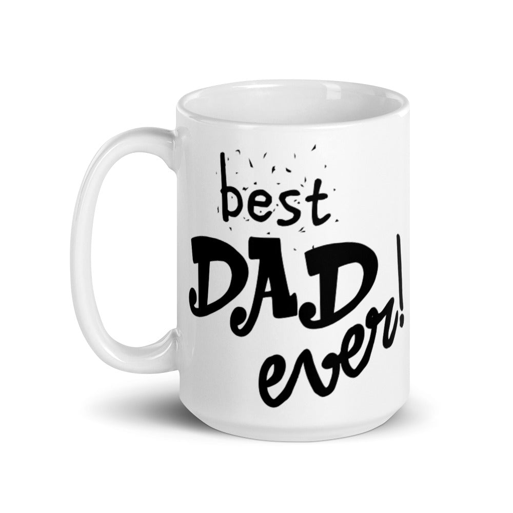 Best Dad Ever Black and White Glossy Mug