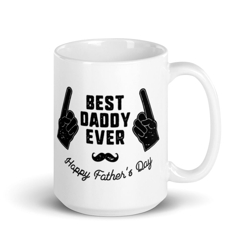 Best Daddy Ever Black and White Glossy Mug