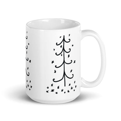 Black and White Christmas Tree Ceramic Mug