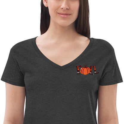 Fall Pumpkin Women’s Recycled V-neck T-Shirt