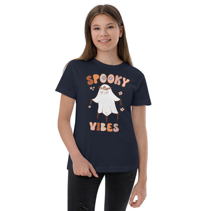 Spooky Vibes Ghost Halloween Girls T-Shirt